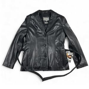 Wilsons Leather Black Leather Jacket Removable Liner Women’s Large NWT
